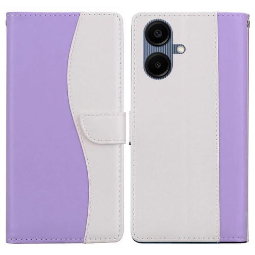 Funda de cuero bicolor con relieve para Samsung Galaxy A07 4G/5G (morado y blanco)