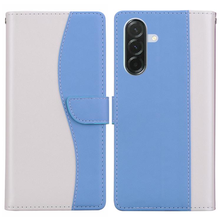 Funda de cuero bicolor con relieve para Samsung Galaxy A36 5G/A56 5G (blanco y azul)