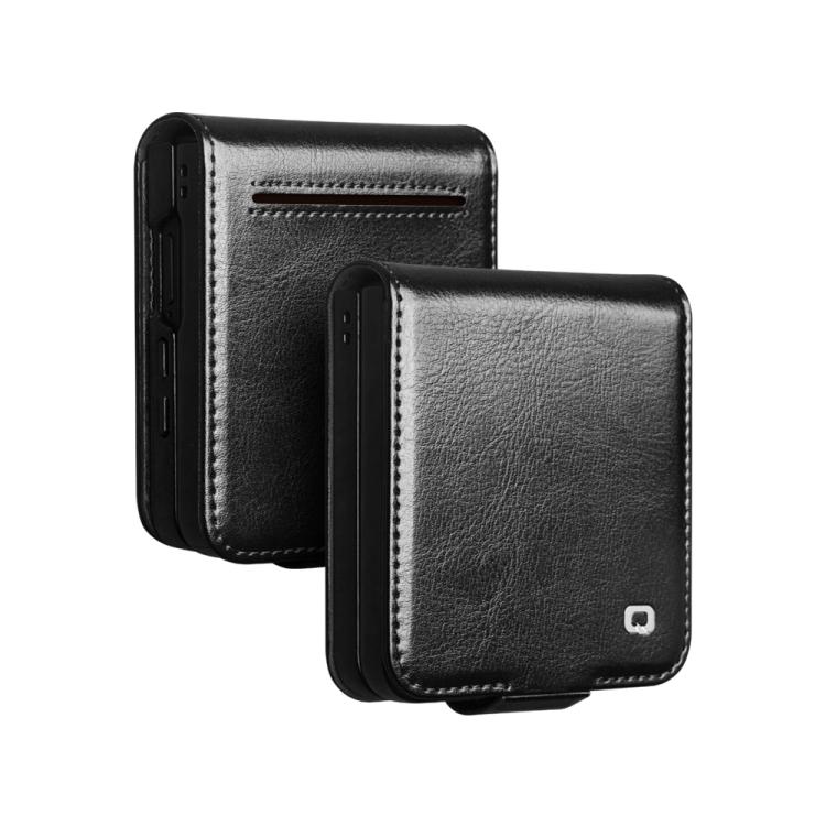 Funda de cuero genuino QIALINO para Samsung Galaxy Z Flip7 5G (negro)
