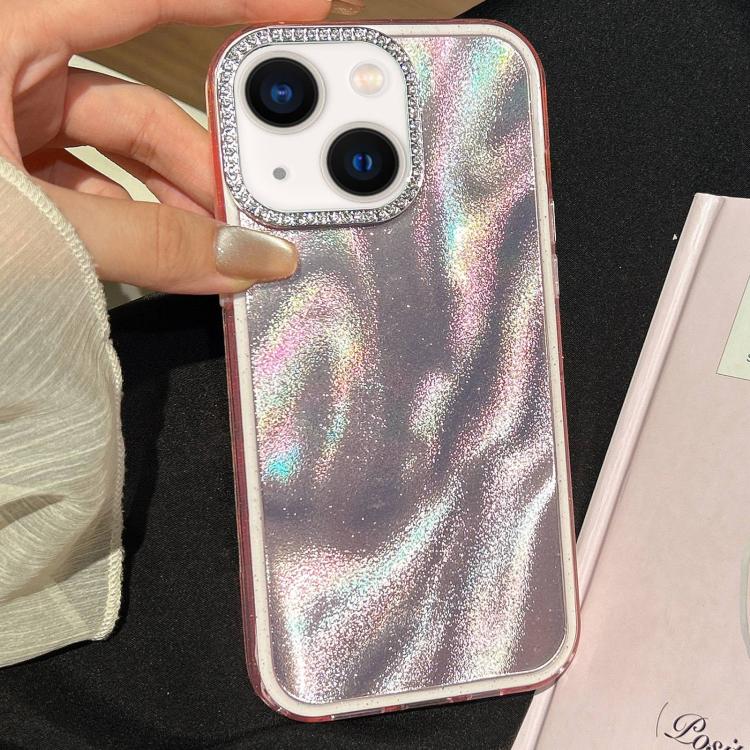 Funda 3 en 1 con diseño de arena movediza y marco de diamante para iPhone 14 Plus (rosa)