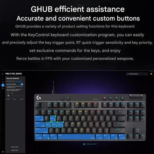 Teclado inalámbrico Logitech G PRO X TKL RAPID con interruptores magnéticos (Negro)