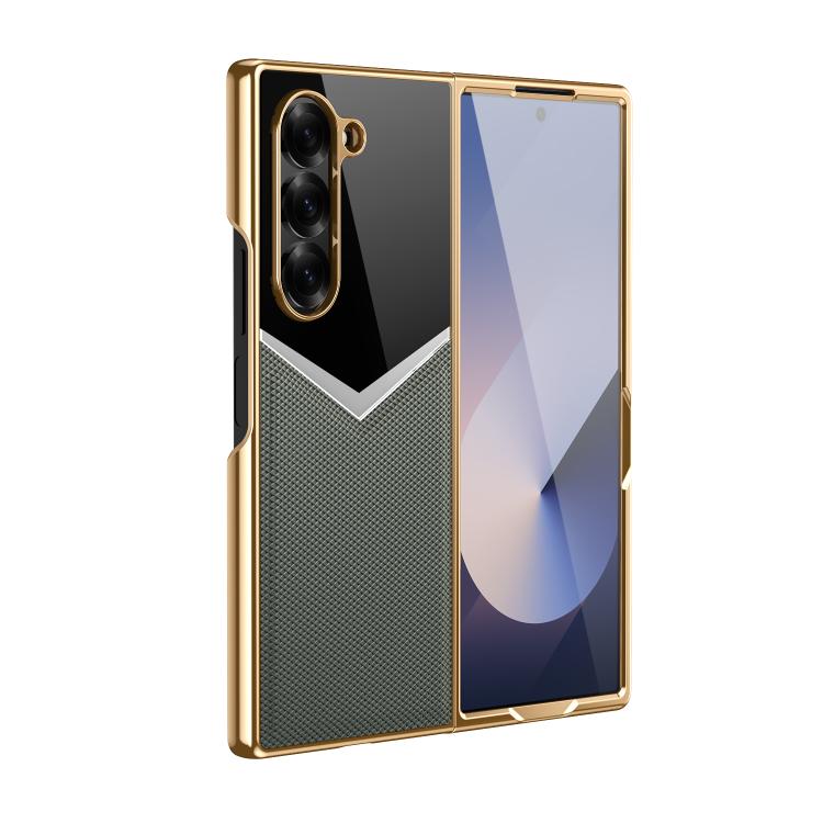 Funda plegable de cuero con contraste integrado para Samsung Galaxy Z Fold5 5G (verde)