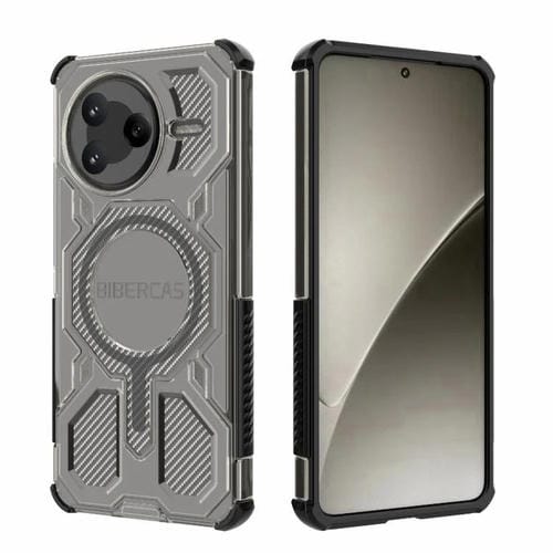 Funda BIBERCAS transparente con función de airbag MagSafe para Redmi K80 (negra)