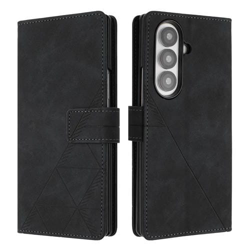 Funda de cuero con relieve 3D para Samsung Galaxy Z Fold7 5G (negra)