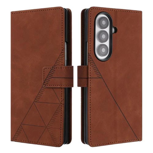 Funda de cuero con relieve 3D para Samsung Galaxy Z Fold7 5G (marrón)