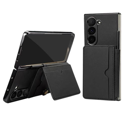 Funda de PU con tapa y ranuras para tarjetas integradas para Samsung Galaxy Z Fold6 (negro)