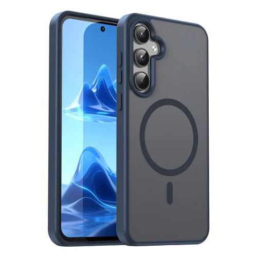 Funda híbrida de TPU translúcida con acabado mate MagSafe para Samsung Galaxy A55 5G (azul cian)