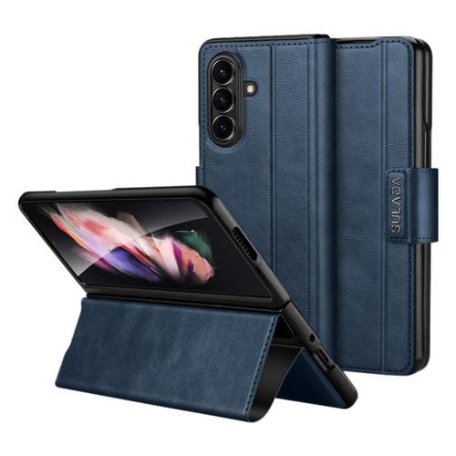 Funda de cuero con tapa magnética y cierre magnético SULADA para Samsung Galaxy Z Fold7 5G (azul)