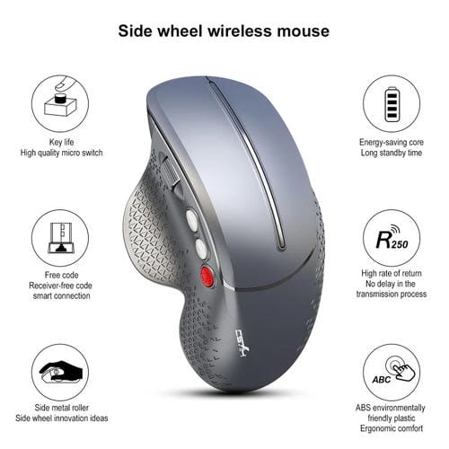 Ratón inalámbrico HXSJ T32 vertical ergonómico 2.4G (Plata)