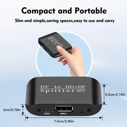 Divisor Nk-W60 DisplayPort a HDMI Dp DisplayPort MST/SST para Monitores (Negro)