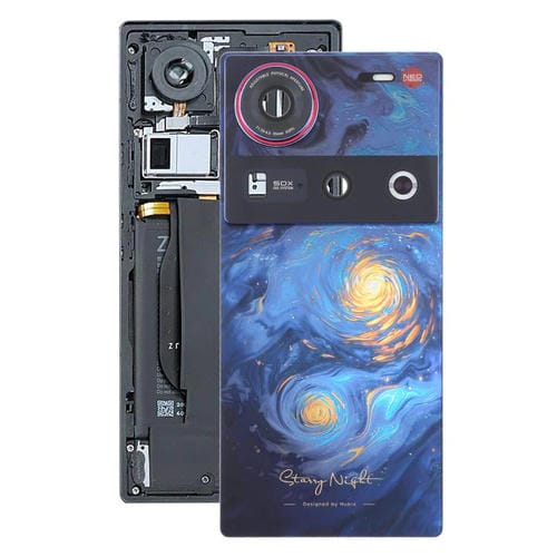 Back Glass Battery Cover with Camera Lens Cover for ZTE Nubia Z70 Ultra NX733J NX736J (Blue)