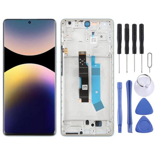 Écran complet original AMOLED avec cadre pour Xiaomi Redmi Note 14 Pro 4G (Bleu)