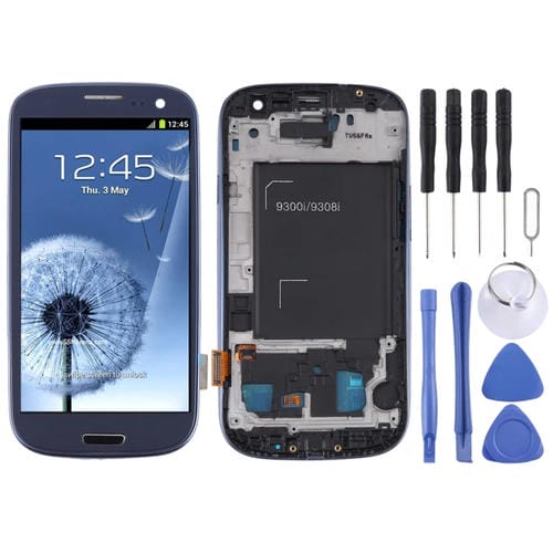 Pantalla Completa Original Super AMOLED Samsung Galaxy S3 i9300 con Marco (Azul)