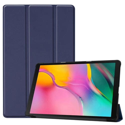 Funda Piel Sintética Custer Texture para Galaxy Tab A 10.1 (2019) T515 T510 con Soporte y Función Suspensión (Azul Oscuro)