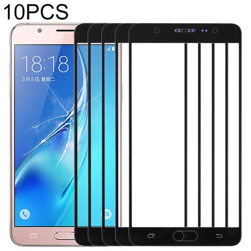 Glass Lens Outer Samsung Galaxy J7 Max Pack (10 Pieces) Front Screen (Black)