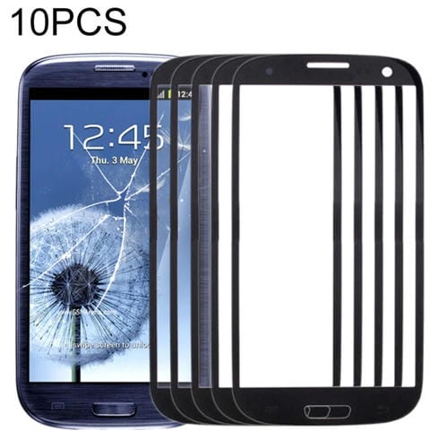 Pantalla Frontal de Vidrio Samsung Galaxy S3 / i9300 (2013) (Negro) Lente Exterior 10pcs