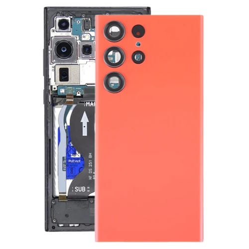 Tampa Traseira da Bateria em Vidro Samsung Galaxy S23 Ultra SM-S918 com Lente da Câmara (Vermelho)