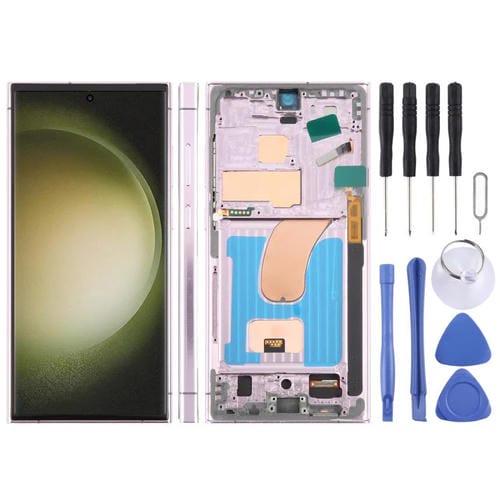 Pantalla LCD TFT de 6,72 pulgadas para Samsung Galaxy S23 Ultra SM-S918B, digitalizador completo con marco, no compatible con identificación de huellas dactilares (morado)