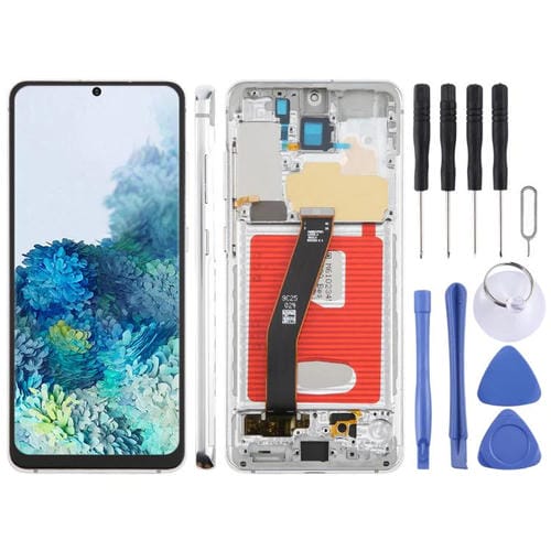 Pantalla LCD TFT de 6,12 pulgadas para Samsung Galaxy S20 4G SM-G980F, digitalizador completo con marco, sin identificación de huellas dactilares (plateado)