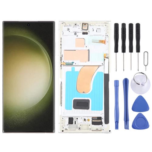 Ecrã LCD OLED 6,78 Polegadas Samsung Galaxy S23 Ultra 5G SM-S918B Edição UE com Moldura (Prateado)