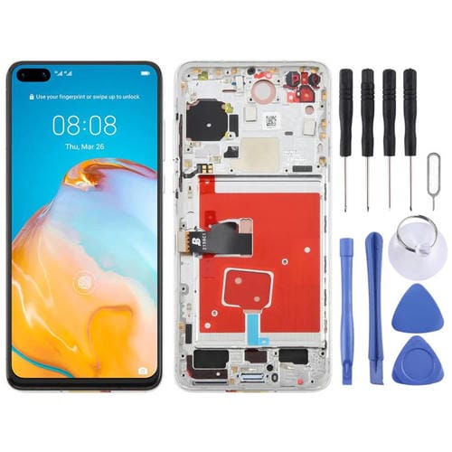 Ecrã Completo TFT Huawei P40 com Moldura sem Identificação de Impressões Digitais (Prateado)