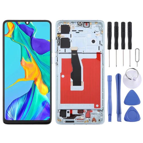 Ecrã Completo TFT Huawei P30 com Moldura sem Identificação de Impressões Digitais (Azul)