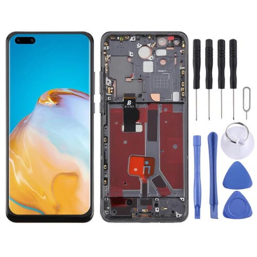 Ecrã Completo TFT Huawei P40 Pro com Moldura sem Sensor de Impressões Digitais (Preto)