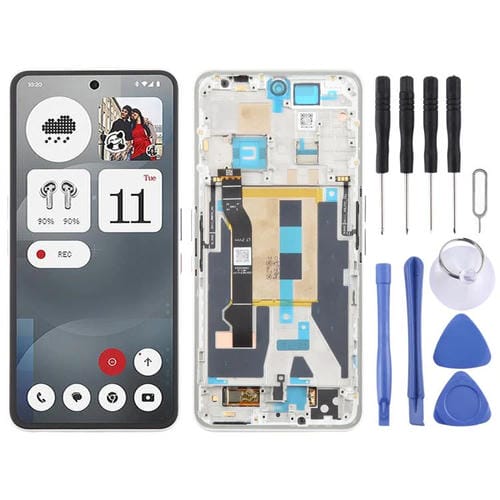 Écran Complet Original AMOLED Nothing Phone 3A A059 avec Cadre (Blanc)