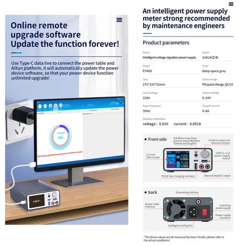 Alimentatore di tensione intelligente Aixun P2408 con spina UE