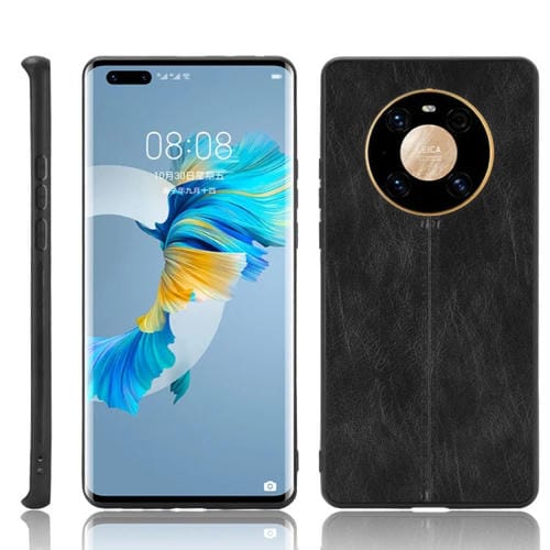 Para Huawei Mate 40 Pro Piel de patrón de vaca de costura a prueba de golpes PC + PU + TPU Funda (Negro)