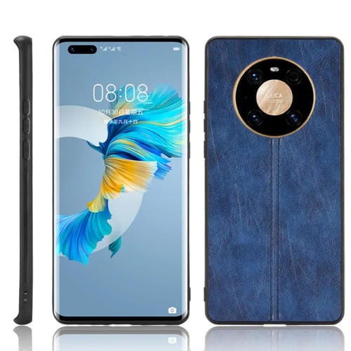 Para Huawei Mate 40 Pro Piel de patrón de vaca de costura a prueba de golpes PC + PU + TPU Funda (Azul)