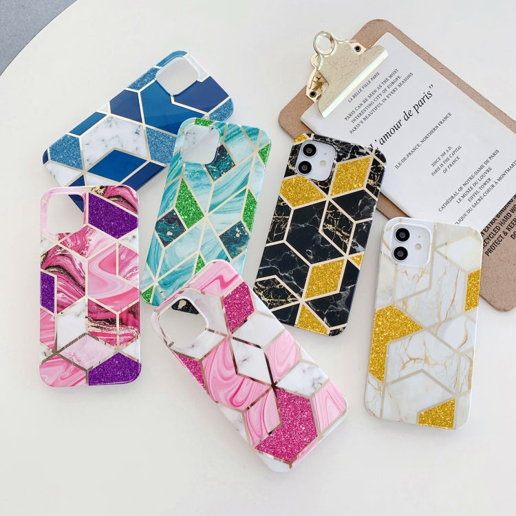Funda para iPhone 12 Mini TPU Electrochapado Mármol Polvo de Brillo (Rosa)