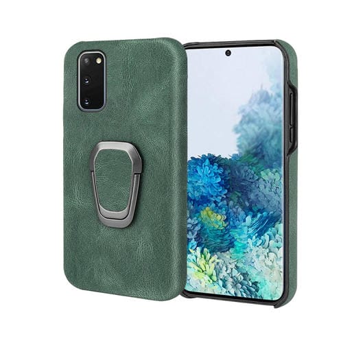 Funda Telefónica PU Soporte Anillo Samsung Galaxy S20 (Verde Oscuro)