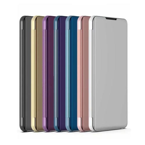 Para Samsung Galaxy M23 Espejo chapado Caja de cuero Horizontal Flip con titular (Plata)