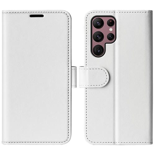 Para Samsung Galaxy S23 Ultra 5G R64 Funda de cuero con textura para teléfono (Blanco)