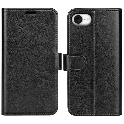 Funda de Cuero con Tapa Horizontal Textura R64 para iPhone 16E (Negro)