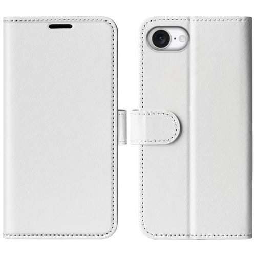 Funda de Cuero con Tapa Horizontal Textura R64 para iPhone 16E (Blanca)