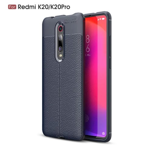 Estuche a Prueba de Golpes de TPU con Textura de Litchi para Xiamo Redmi K20 / K20Pro (Azul Marino)