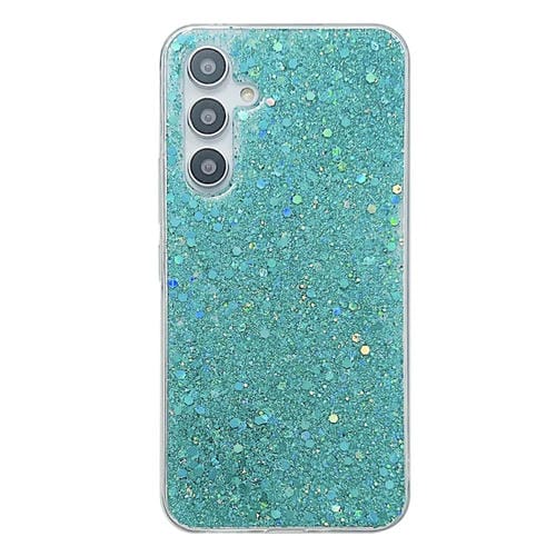 Funda para Teléfono Samsung Galaxy A15 TPU Epoxi con Lentejuelas Brillantes (Verde)
