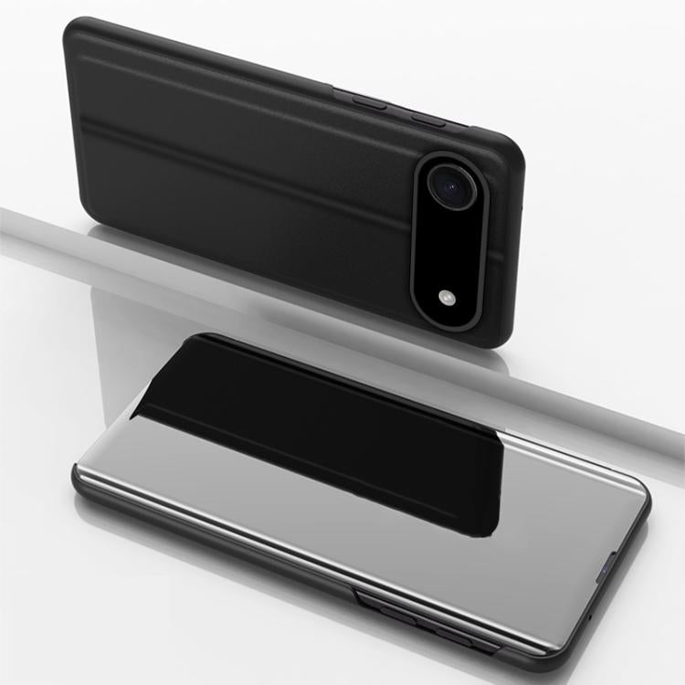 Funda de cuero con tapa horizontal y espejo para iPhone 17 Air con soporte (negro)