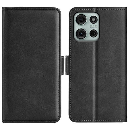 Funda de Cuero para Motorola Moto G75 5G con Tapa Horizontal y Hebilla Magnética (Negro)