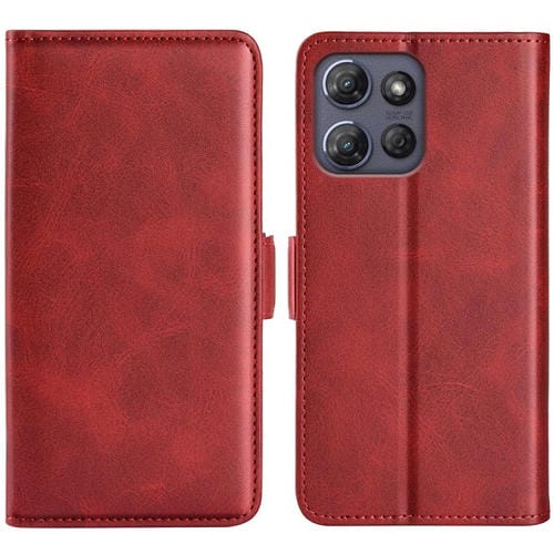 Funda de Cuero con Tapa Horizontal y Hebilla Magnética Doble Cara para Motorola Moto G Power 2025 (Rojo)