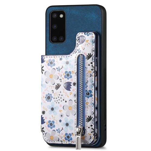 Estuche para Teléfono Samsung Galaxy A21S con Billetera y Cremallera Pintada Retro (Azul)