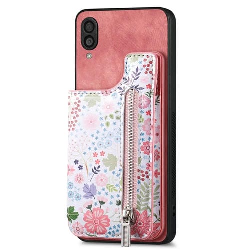 Estuche para Teléfono Samsung Galaxy A30 A20 M10S con Billetera y Cremallera Pintada Retro (Rosa)