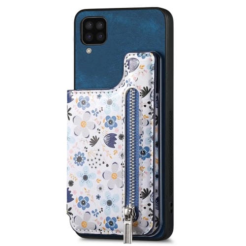 Estuche para Teléfono Samsung Galaxy M33 con Billetera y Cremallera Pintada Retro (Azul)