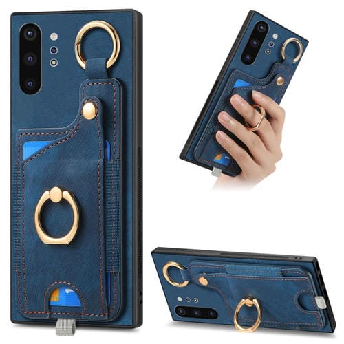 Funda para Samsung Galaxy Note10 con Bolsa para Tarjeta y Anillo con Lazo (Azul)