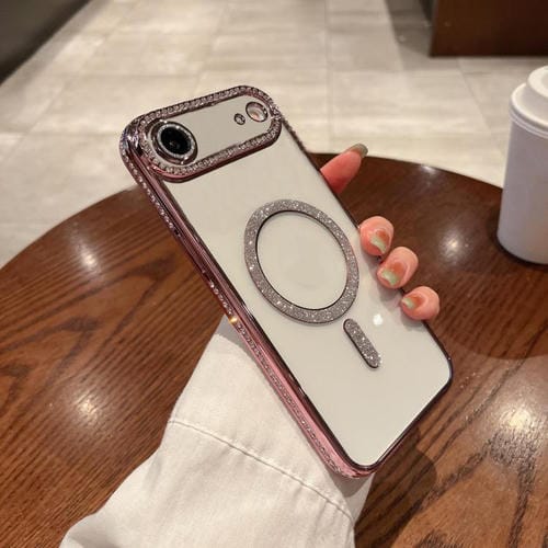 Funda de TPU MagSafe con revestimiento de diamante para iPhone 17 Air (rosa)
