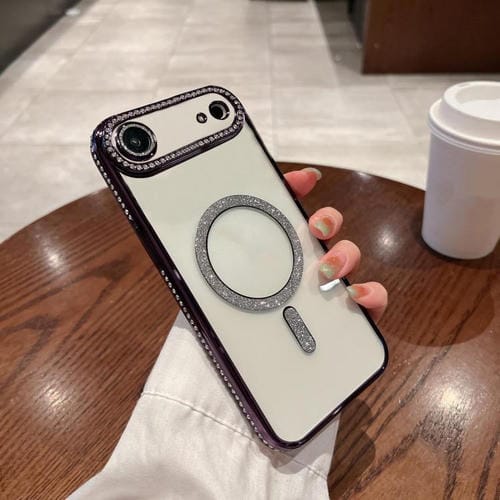 Funda de TPU MagSafe con revestimiento de diamante para iPhone 17 Air (morado)
