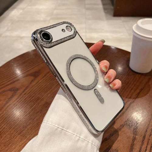 Funda de TPU MagSafe con revestimiento de diamante para iPhone 17 Air (plateada)