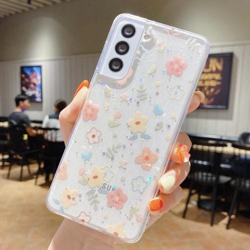 Caja de Teléfono Samsung Galaxy A35 TPU Epoxi Floral Pequeña y Fresca (D02 Flor Pintada a Mano)